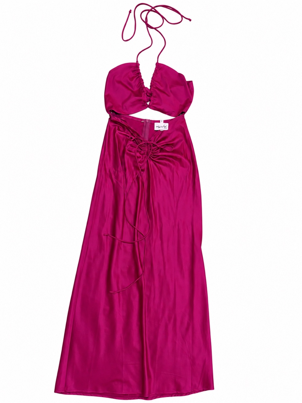 Halter Maxi Dress in Fuchsia with Ruched Front